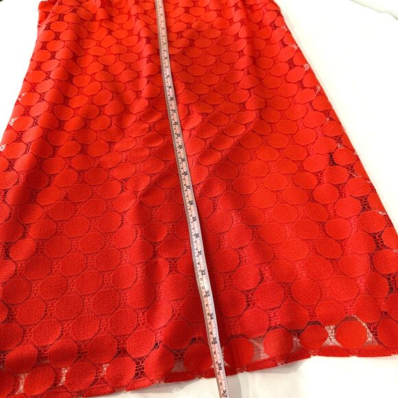 Peck & Peck Sleeveless Red Dress With Polka Dot and Beaded Rose Detail - Size 16 - Picture 9 of 10